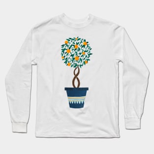 Orange tree in a blue pot Long Sleeve T-Shirt